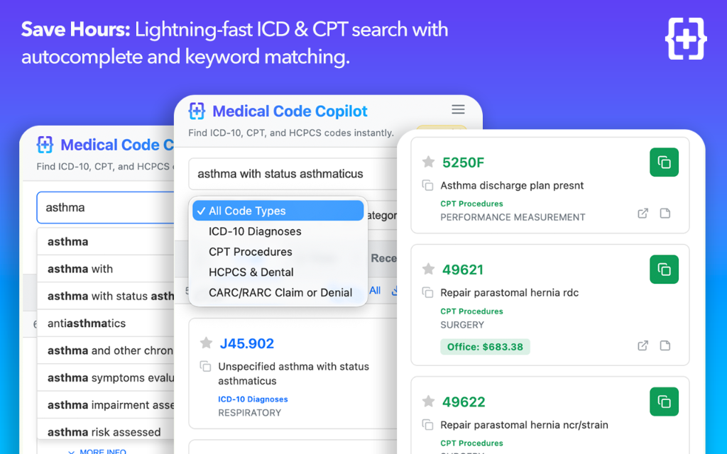 Save hours with lightning fast medical code searches