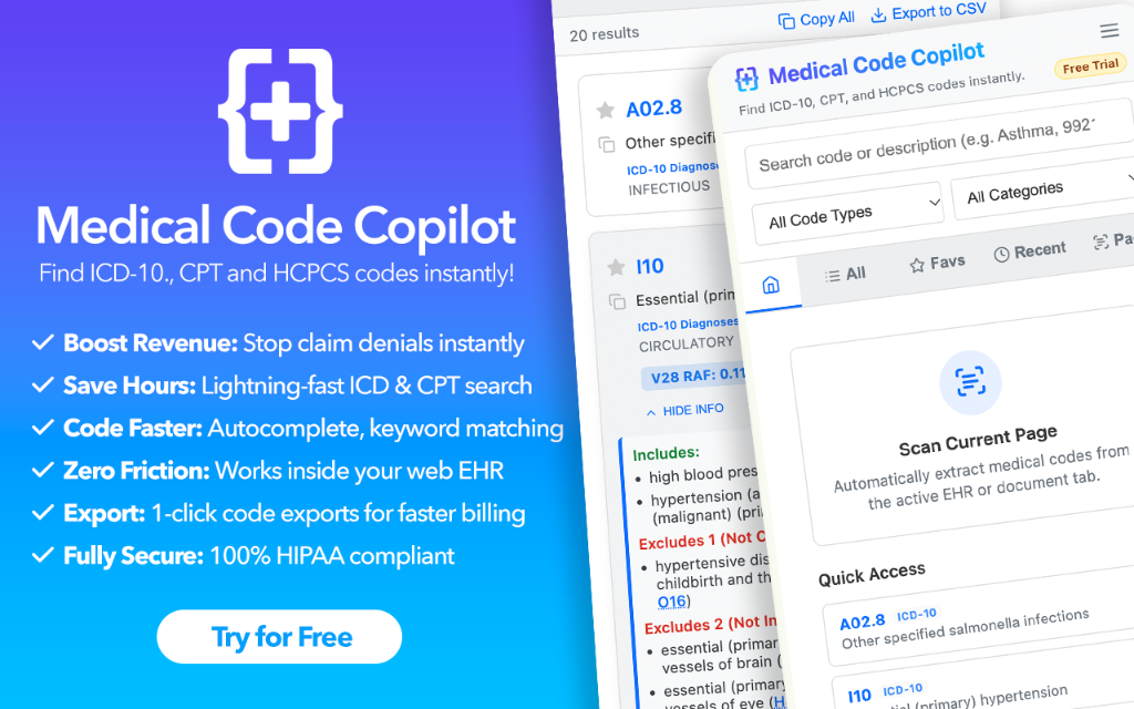 Medical Code Copilot Chrome Extension hero preview